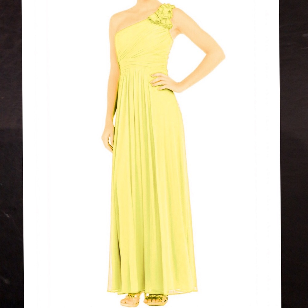 Yellow flower one shoulder formal bridesmaid dress